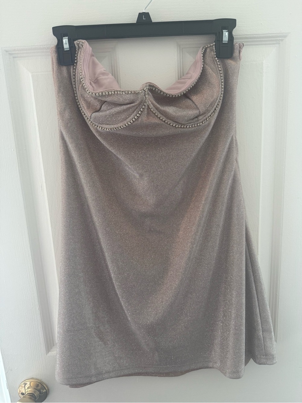 Le Lis Collection Sparkling Rose Gold Mini Dress